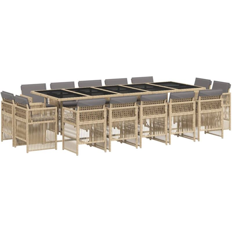 Vidaxl - Ensemble à manger de jardin et coussins 15 pcs mélange beige