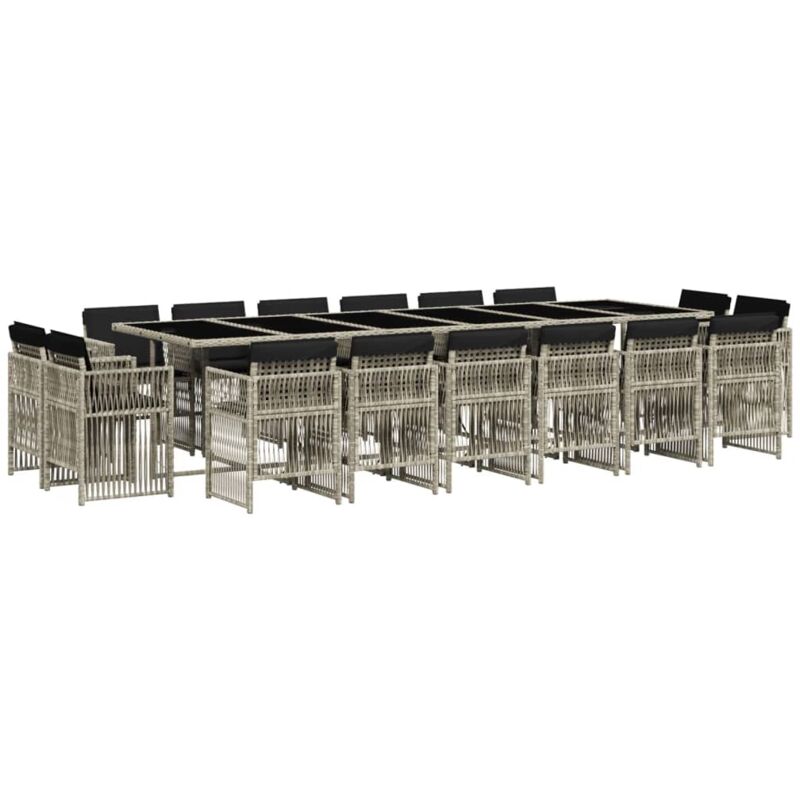 Vidaxl - Ensemble à manger de jardin et coussins 17 pcs gris clair rotin