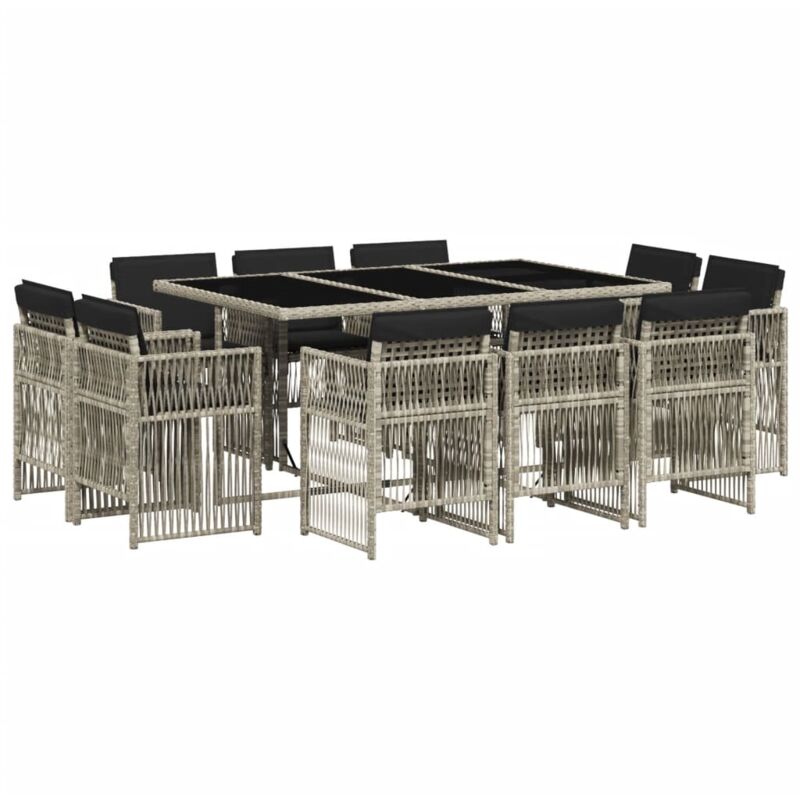 Vidaxl - Ensemble à manger de jardin 11pcs avec coussins gris poly rotin