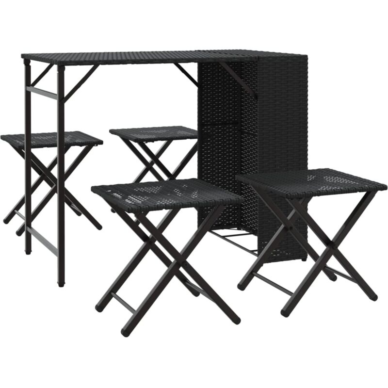 Ensemble à manger de jardin 5 pcs pliable noir résine tressée - Vidaxl