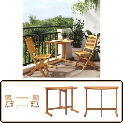 Ensemble à manger de jardin pliable 3 pcs bois d'acacia massif - Meubles De Jardin - Salon De Jardin - Mobilier Extérieur - Acacia Massif - Table Bistro