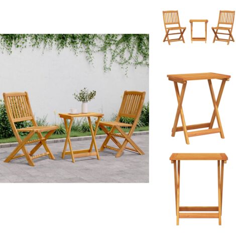 Ensemble à manger de jardin pliable 3 pcs bois d'acacia massif - Meubles De Jardin - Salon De Jardin - Set De Jardin - Mobilier Extérieur - Acacia Massif