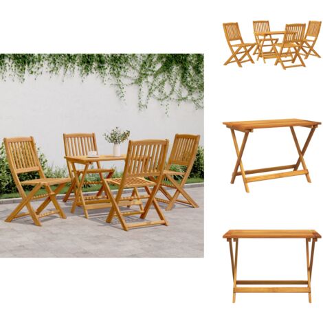 Ensemble à manger de jardin pliable 5 pcs bois massif d’acacia - Meubles De Jardin - Salon De Jardin - Mobilier Extérieur - Acacia Massif - Table Pliante