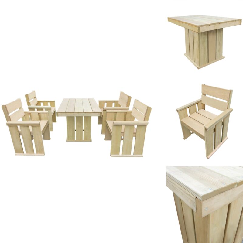 Ensemble à manger d'extérieur 5 pcs Bois de pin imprégné - Meubles De Jardin - Salon De Jardin - Set De Table Et Chaises - Bois De Pin - Meubles