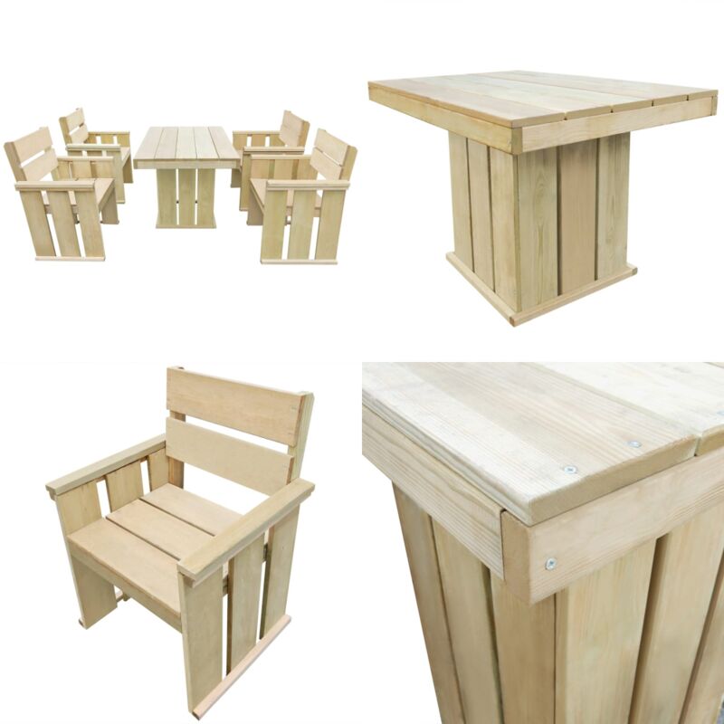 Ensemble à manger d'extérieur 5 pcs Bois de pin imprégné - Meubles De Jardin - Salon De Jardin - Set De Table Et Chaises - Bois De Pin - Meubles