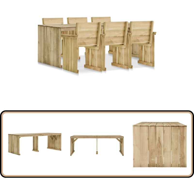 Ensemble à manger d'extérieur 7 pcs Bois de pin imprégné - Salon De Jardin - Mobilier De Jardin - Table Et Chaises - Set Repas Extérieur - Table En