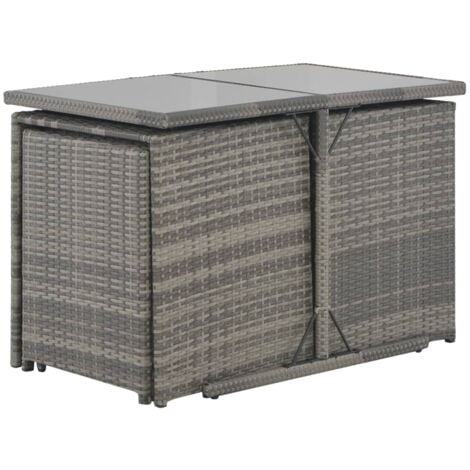 Ensemble à manger d'extérieur 7pcs coussins Résine tressée Gris vidaXL