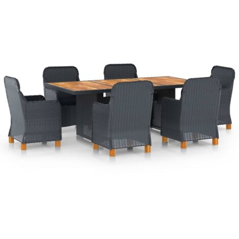 Ensemble à manger d'extérieur 7pcs et coussins résine tressée vidaXL