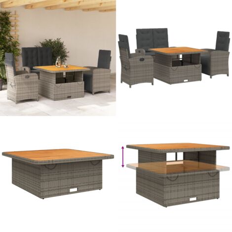 Ensemble à manger jardin 4pcs et coussins Gris Résine tressée - Chaise de jardin - Banc de jardin