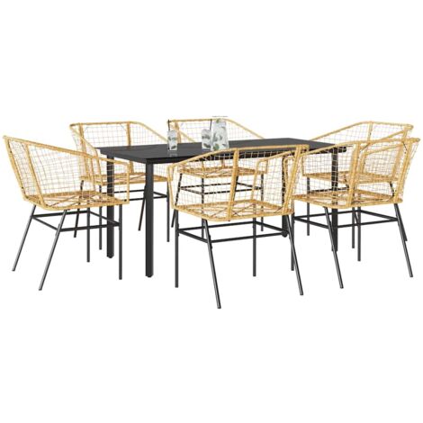 Ensemble à manger jardin 7 pcs-Salon de jardin marron rpoly otin verre 233494