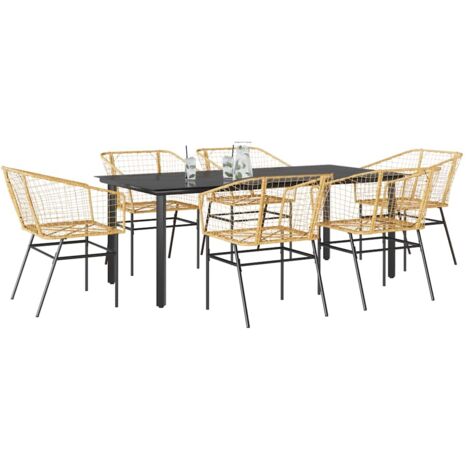 Ensemble à manger jardin 7 pcs-Salon de jardin marron rpoly otin verre 955201