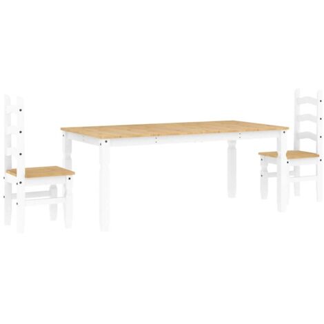 Ensemble à manger Panama 3 pcs blanc bois de pin massif CFW838266