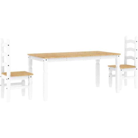 Ensemble à manger Panama 3 pcs blanc bois de pin massif CFW877368