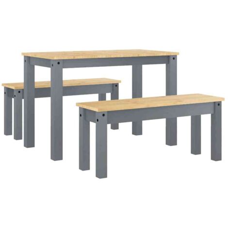 Ensemble à manger Panama 3 pcs gris bois de pin massif CFW155285