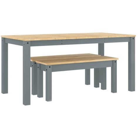 Ensemble à manger Panama 3 pcs gris bois de pin massif CFW691628