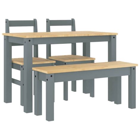 Ensemble à manger Panama 4 pcs gris bois de pin massif CFW692446