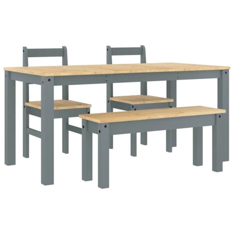 Ensemble à manger Panama 4 pcs gris bois de pin massif CFW843922