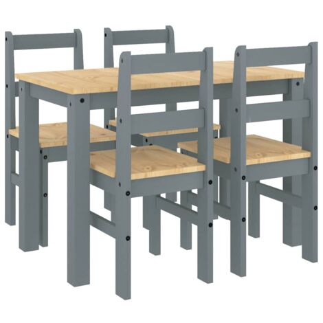 Ensemble à manger Panama 5 pcs gris bois de pin massif CFW932305