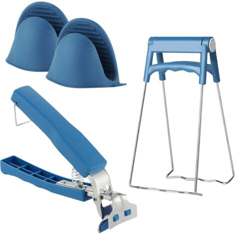 Ensemble anti-brûlure 3 pièces : pince plat + pince bol + gants pour cuisine