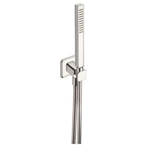 ENSEMBLE APPLIQUE PRISE D'EAU DOUCHETTE FLEXIBLE CARRE CHROME NOIR BR - CRISTINA ONDYNA PD62275