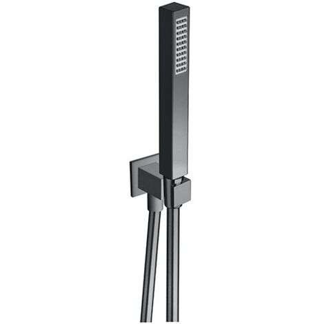 Ensemble Applique Prise D'Eau Douchette Flexible Carré Chromé Noir Brossé - CRISTINA ONDYNA PD44375
