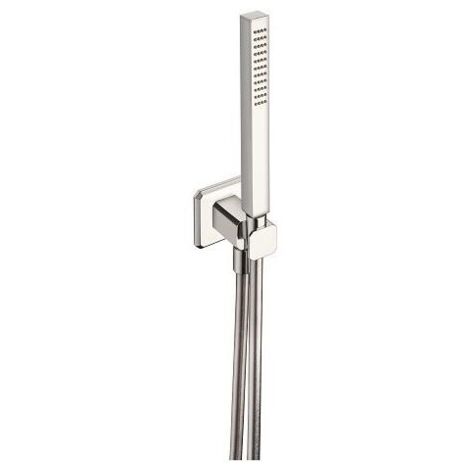 ENSEMBLE APPLIQUE PRISE D'EAU DOUCHETTE FLEXIBLE CARRE CHROME NOIR - CRISTINA ONDYNA PD62272