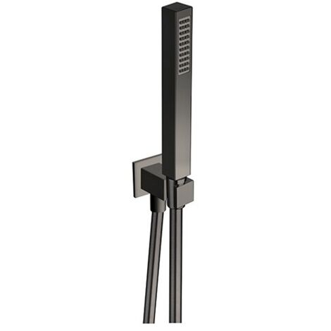 Ensemble Applique Prise D'Eau Douchette Flexible Carre Chrome Noir Robinetterie HYDROTHERAPIE - CRISTINA ONDYNA PD44372