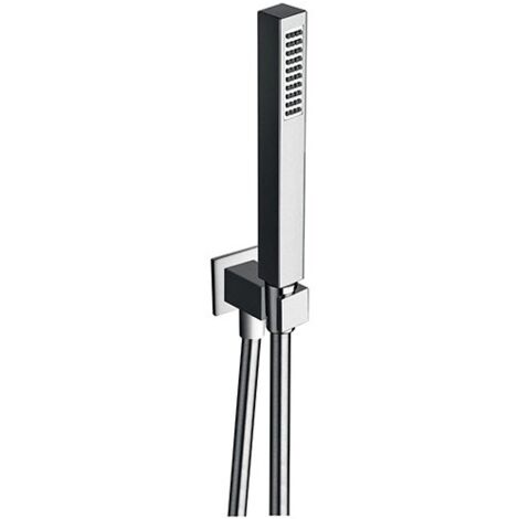 Ensemble Applique Prise D'Eau Douchette Flexible Carre Metal Brosse Robinetterie HYDROTHERAPIE - CRISTINA ONDYNA PD44377
