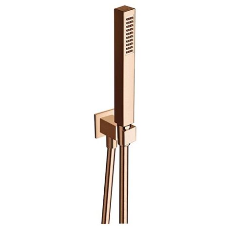Ensemble Applique Prise D'Eau Douchette Flexible Carre Or Rose Brosse Robinetterie HYDROTHERAPIE - CRISTINA ONDYNA PD44334P