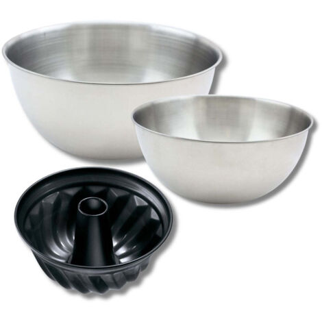 Ensemble avec 1 moule à kouglof 22 cm, 1 spatule Zenker et 2 bols à mixer en inox Fackelmann