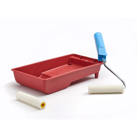 Ensemble Bac à peinture Kit anti gouttes 1 monture 2 pattes de lapin polyamide ou velours Largeur 100 mm - Quantité x 1 - Rouleau velours + bac