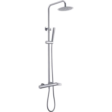 Ensemble baignoire et colonne de douche avec robinet - Barre de douche avec robinets thermostatiques en Chrome - Thermostatique pour baignoire