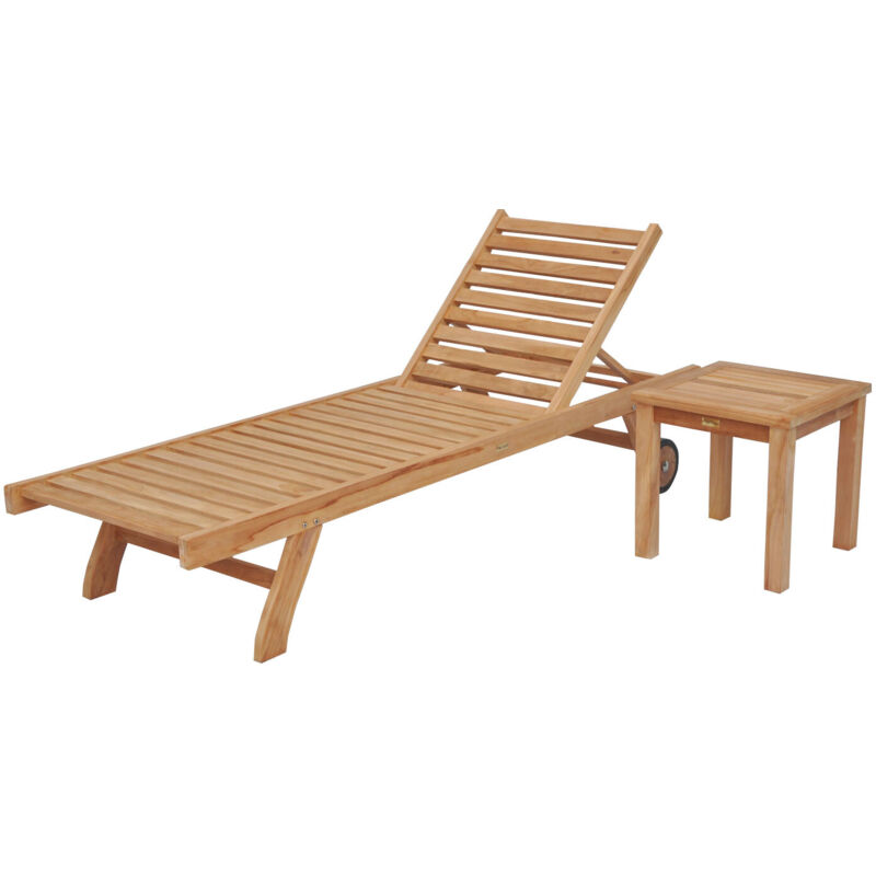 HAPPY GARDEN - Ensemble bain de soleil droit en teck avec table d'appoint JAVA HAPPY GARDEN - Ensemble bain de soleil droit en teck avec table d'appoint JAVA