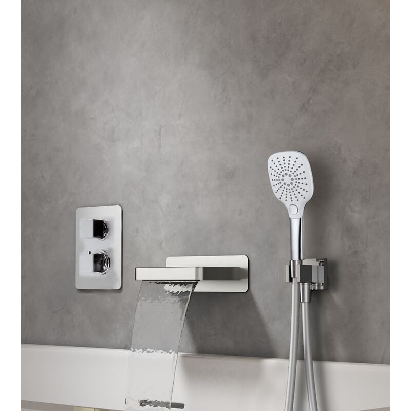 Ensemble bain douche encastré carré Ruby Chrome