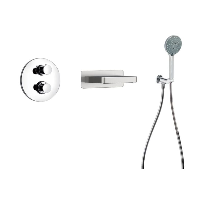 Pack mitigeur bain douche thermostatique encastré rond paini Ruby Chrome