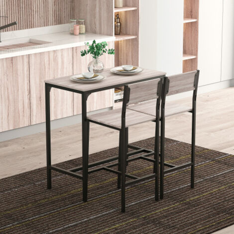 Ensemble bar 1 table 2 chaises hauteur bar cuisine salle à manger polyvalent