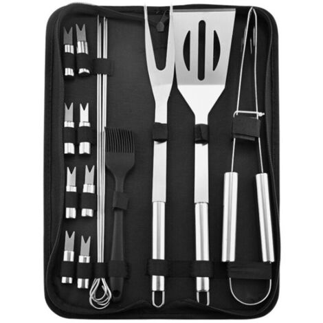 Ensemble barbecue 16 pièces, ustensiles de grillade, accessoires, coffret argenté, 38 x 15,5 cm - AquaForge