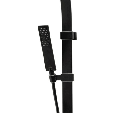 Ensemble barre de douche 120cm, 2 supports, douchette et flexible flat one noir mat BLACK & WHITE - BOSSINI D47062073