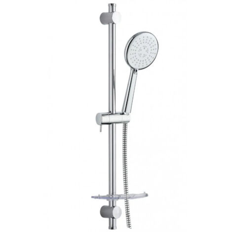 Ensemble barre de douche D. 25 mm L. 600 mm, 3 jets D. 120 mm avec porte savon