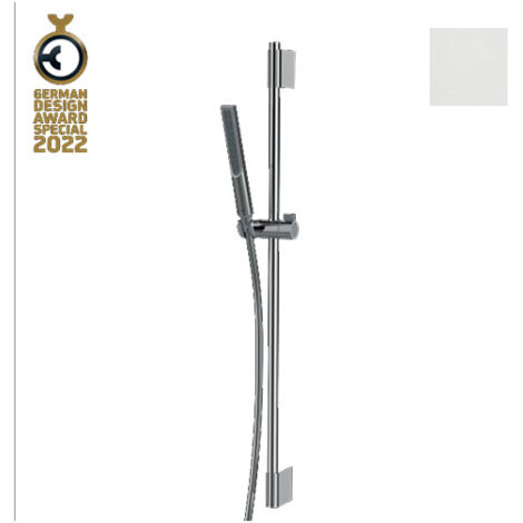 Ensemble barre de douche ronde et douchette blanc mat Apice - Bossini DA5061045