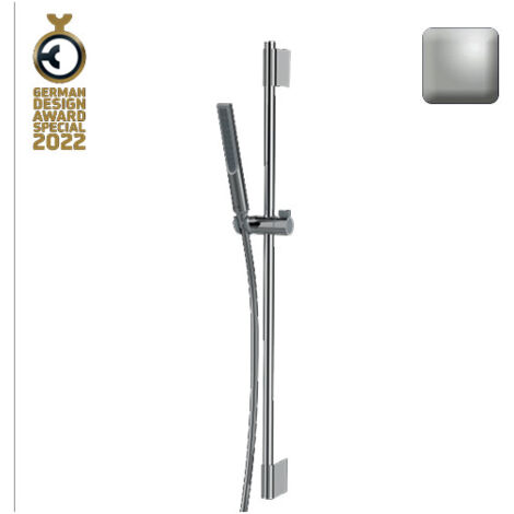 Ensemble barre de douche ronde et douchette nickel satiné Apice - Bossini DA5061094