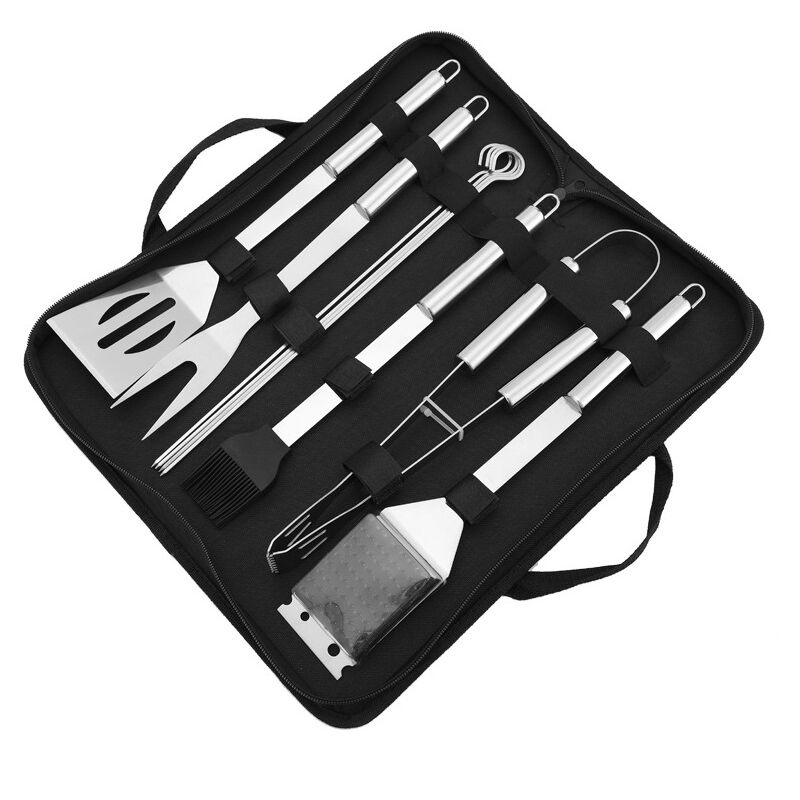 Ensemble BBQ 9 pièces en acier inoxydable, ensemble BBQ, accessoires BBQ, boîte BBQ, ensemble BBQ, cadeau idéal