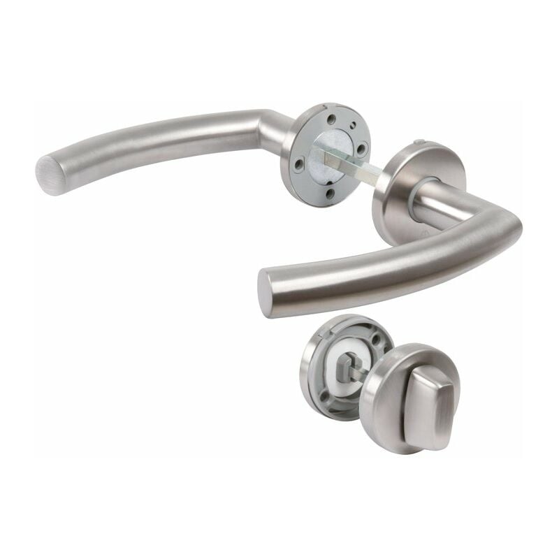 Hoppe Et Cie - Poignée de porte sur rosace inox mat - Condamnation à voyant - Trondheim