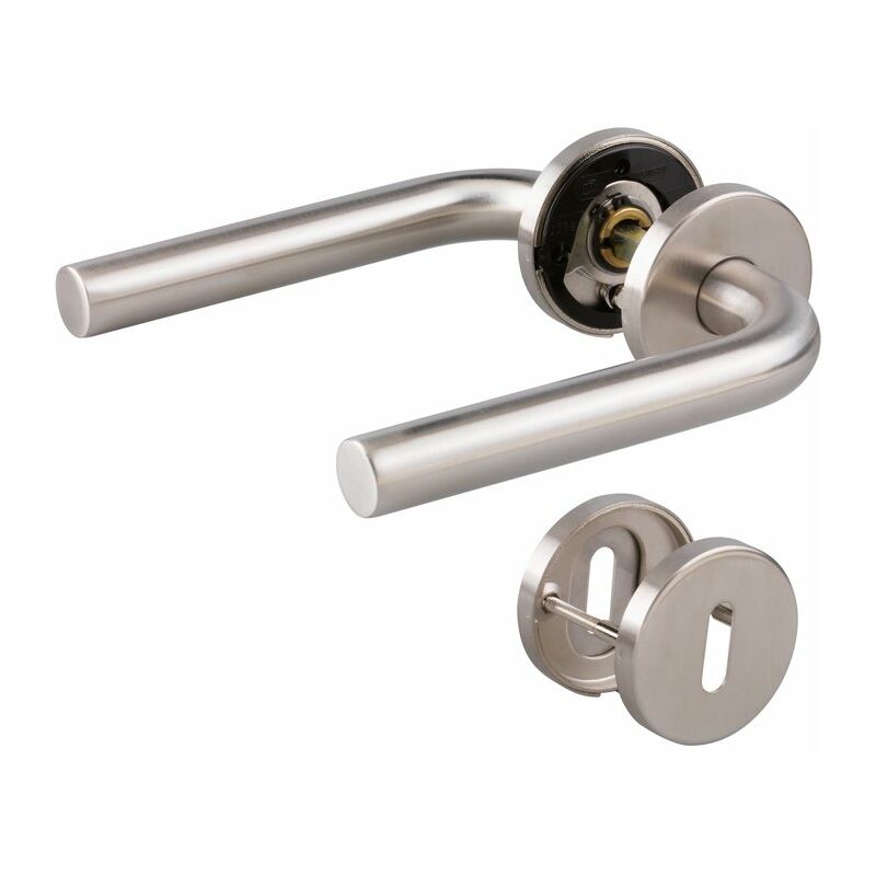 Poignée de porte sur rosace inox mat - Clé L - EsT.ZG 51 - Normbau