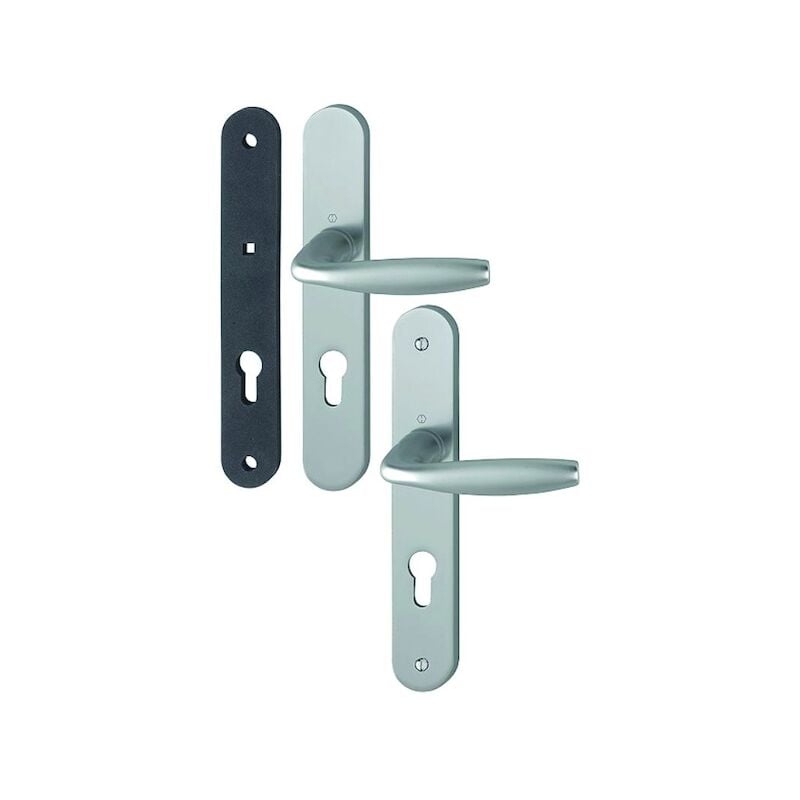 Hoppe - Ensemble béquille new york F9 7x70 mm sur grande plaque (entraxe 195 mm) - 68/77 mm - clé i - alu