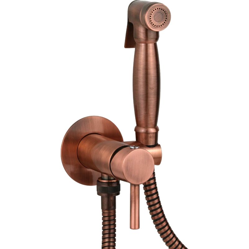 Sphera Docce E Accessori - Ensemble de bidet à encastrer avec mitigeur et douche en laiton finition cuivre Pollini acqua Desing D09181203RA Cuivre