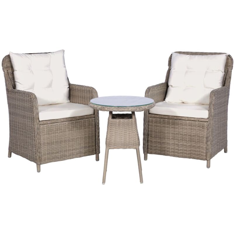 Ensemble bistro 3 pcs coussins oreillers Résine tressée Marron Vidaxl