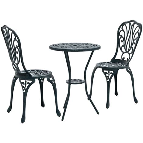 Ensemble bistro de jardin 3 pcs  Mobilier de jardin Vert Aluminium