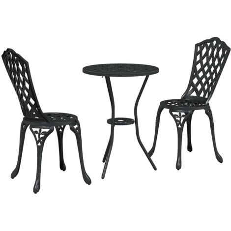 Ensemble bistro de jardin 3 pcs，Salon de jardin Noir Aluminium CFW16673