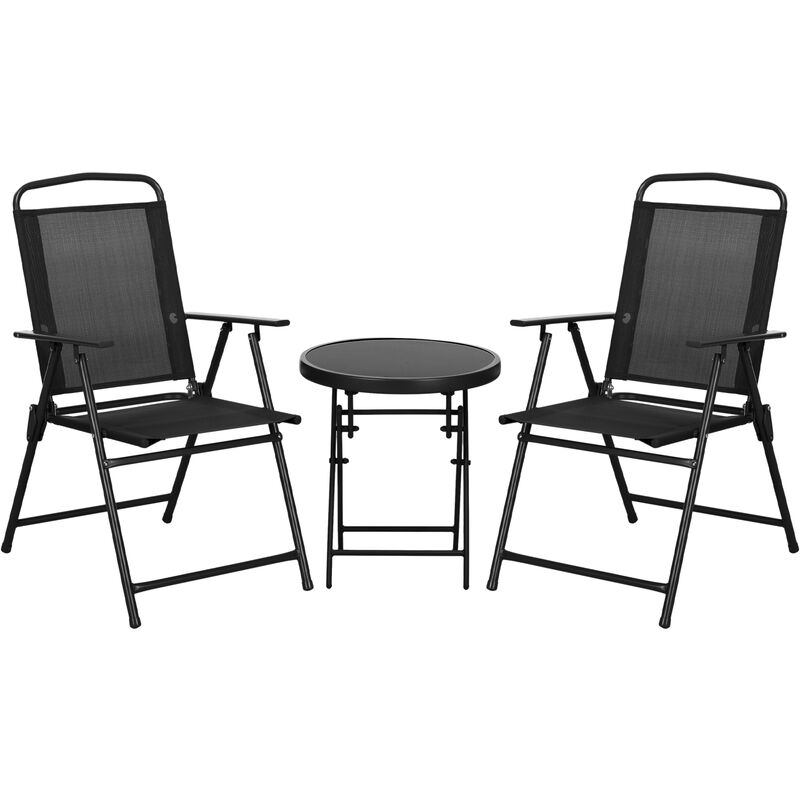 Ensemble bistro de jardin 3 pièces chaises pliables table basse - Noir
